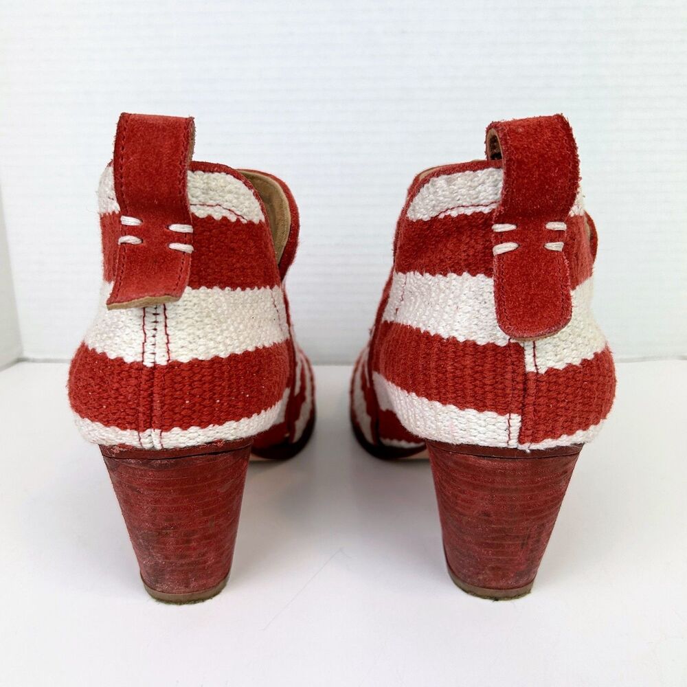 Jeffrey Campbell Marrakesh Ankle Boots Knit Southwestern Aztec Red White Shoe 10 - Picture 5 of 9